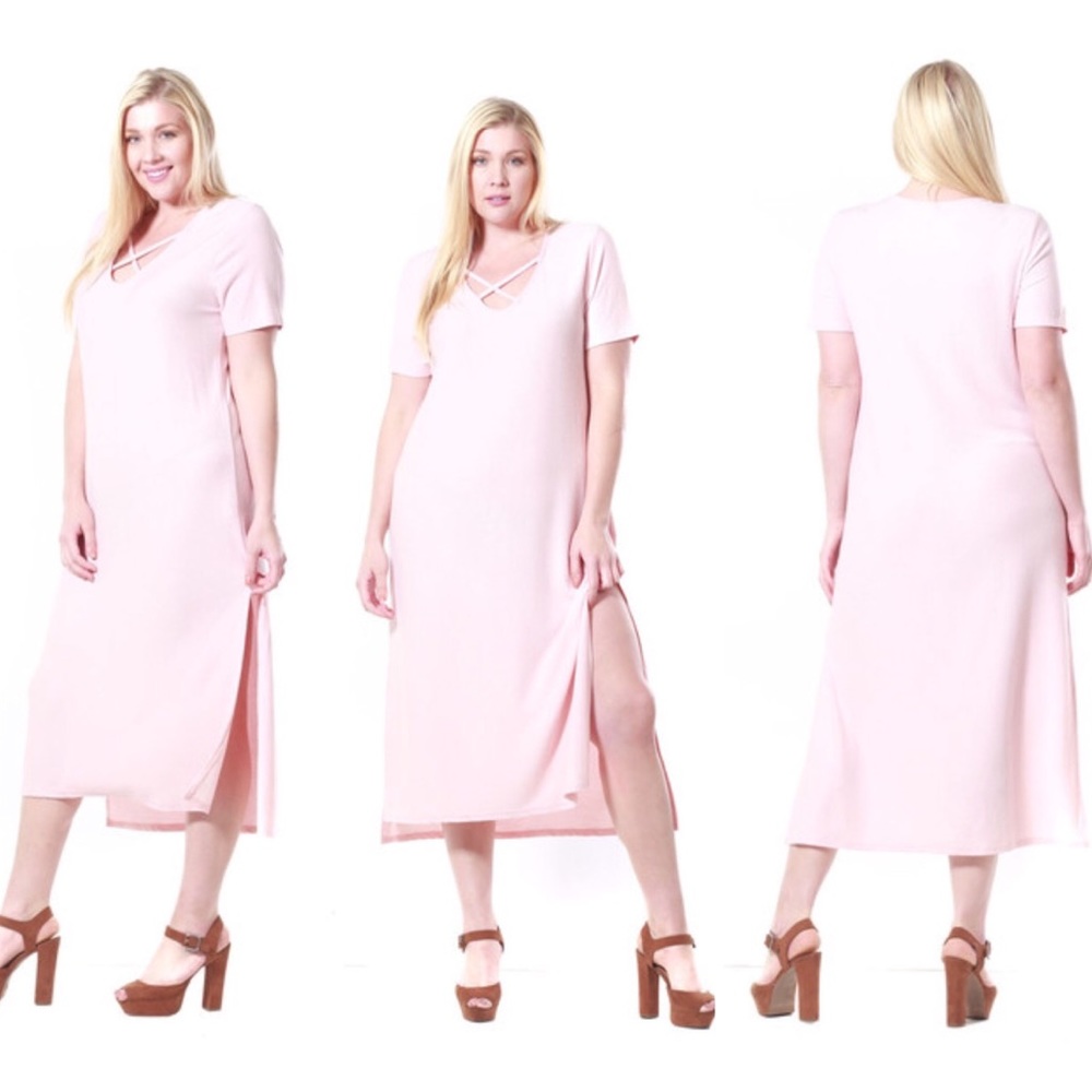 Light Pink Blush Midi Dress